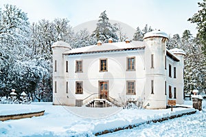 Nineteenth-century house with snow, Villa Piercy, Badde Salighes, Sardinia