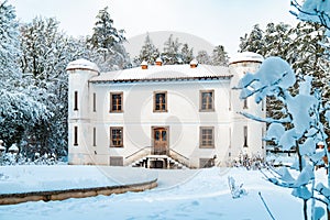 Nineteenth-century house with snow, Villa Piercy, Badde Salighes, Sardinia