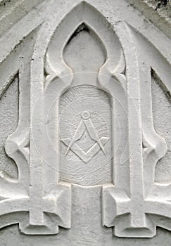 Nineteenth century tombstone detail masonic symbol photo