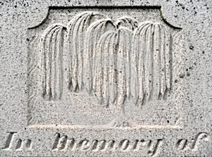 Nineteenth century tombstone detail weeping willow