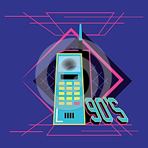 Nineties cell retro isolated icon