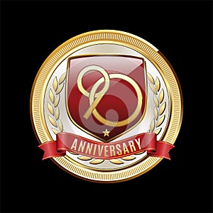 Ninety Anniversary Red Shield Luxury Badge