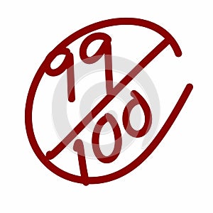 ninety-nine points vector icon. Isolated 99 written on a school exam mark sign design