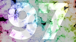 Ninety six to ninety seven years birthday fade in/out animation with color gradient moving bokeh background.