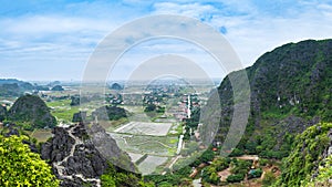 Ninh Binh landscpae in Vietnam. Mua Cave area scenery