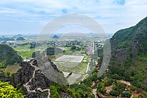 Ninh Binh landscpae in Vietnam. Mua Cave area scenery