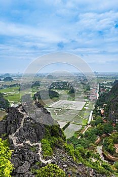 Ninh Binh landscpae in Vietnam. Mua Cave area scenery