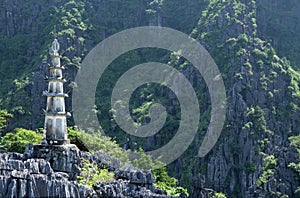 Ninh Binh, Vietnam. Mountain pagoda, Vietnamese architecture