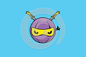 Ninja Ball with Swords vector illustration.