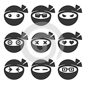 Ninja Face Icons Set
