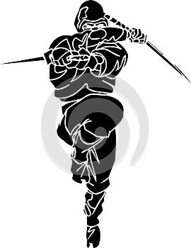 Ninja fighter - vector illustration. Vinyl-ready.