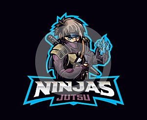 Ninja fuinjutsu technique mascot logo design