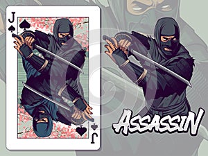 Ninja Illustration for Jack of Spades playing card design
