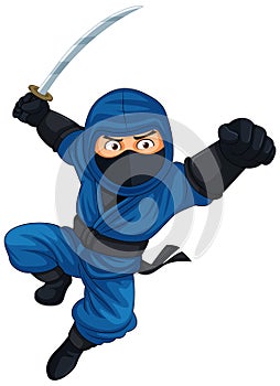 Ninja Jumping and Brandishing Sword