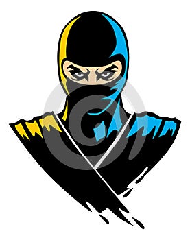 Ninja mascot in paint effect