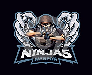 Ninja ninjutsu mascot logo design