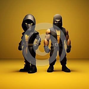 Ninja And Scorpion Characters: Modern Robotics Kids In Zbrush Style