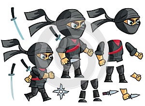 Ninja Vector. Animated Character Creation Set.