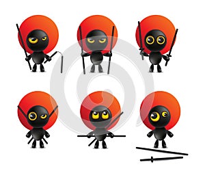 Ninja warrior cartoon illustrations