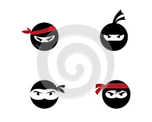 Ninja warrior icon. Simple black ninja head logo