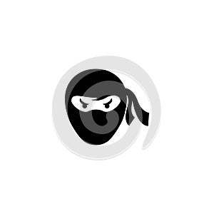 Ninja warrior icon. Simple black ninja head logo illustration