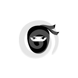 Ninja warrior icon. Simple black ninja head logo illustration