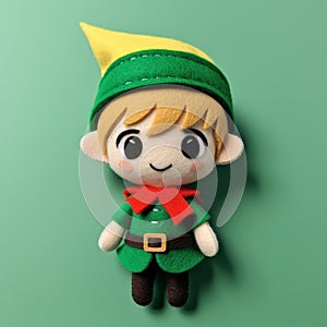 Nintencore Christmas Elf Toy: Detailed Design On Green Background