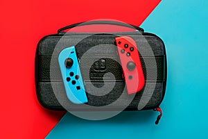 Nintendo Switch video game console with Nintendo two Joy-Cons and Nintendo switch bag