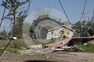 Ninth Ward Yellow House off foundation photo