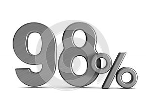 ninty eight percent on white background. Isolated 3D illustration