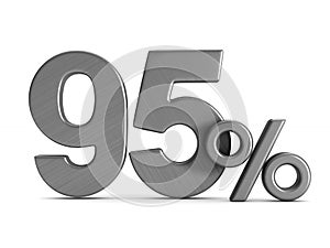 Ninty five percent on white background. Isolated 3D illustration