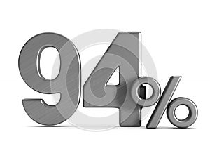 Ninty four percent on white background. Isolated 3D illustration