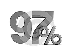 ninty seven percent on white background. Isolated 3D illustration