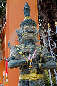 Nio or Kongorikishi wrathful and muscular guardians of the Buddha in Thailand wat