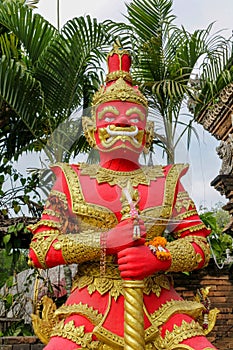 Nio or Kongorikishi wrathful and muscular guardians of the Buddha in Thailand wat