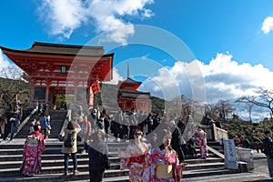 Nio-mon Gate or Nio Gate, the main entrance of Kiyomizu-dera Temple in Kyoto