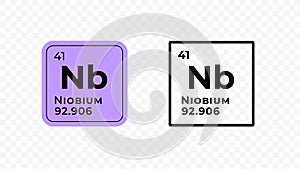 Niobium, chemical element of the periodic table vector