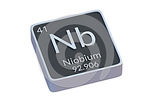 Niobium Nb chemical element of periodic table isolated on white background