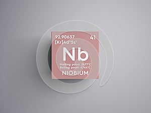 Niobium. Transition metals. Chemical Element of Mendeleev\'s Periodic Table.. 3D illustration