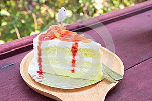 Nipa palm or atap cake with strawberry