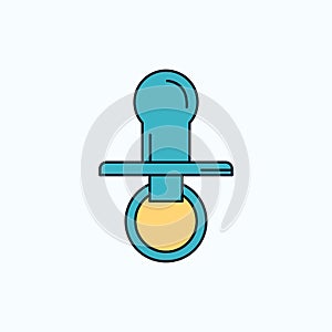 nipple, baby, dummy, pacifier, kids Flat Icon. green and Yellow sign and symbols for website and Mobile appliation. vector