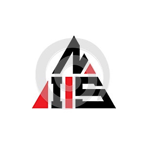 NIR triangle letter logo design with triangle shape. NIR triangle logo design monogram. NIR triangle vector logo template with red