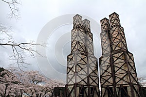 Nirayama reverberatory furnaces and cherry blossoms