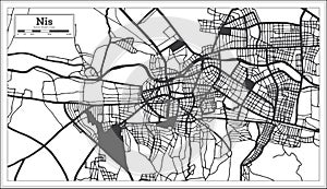 Nis Serbia City Map in Black and White Color in Retro Style Isolated on White photo