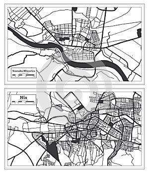 Nis and Sremska Mitrovica Serbia City Map Set photo