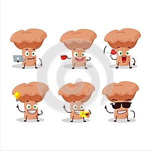 Niscalo cartoon character with various types of business emoticons