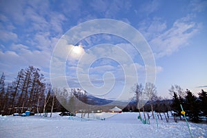 Niseko winter with the moon photo