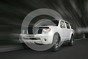 Nissan Pathfinder white car. photo