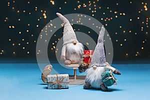 Nisser in Norway and Denmark, Tomtar in Sweden or Tonttu in Finnish, Scandinavian folk elves, northern Christmas motif, Tomte