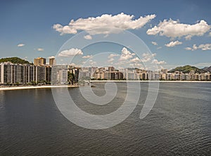 Das Flechas and de icarai beaches with skyline, Niteroi, Brazil photo